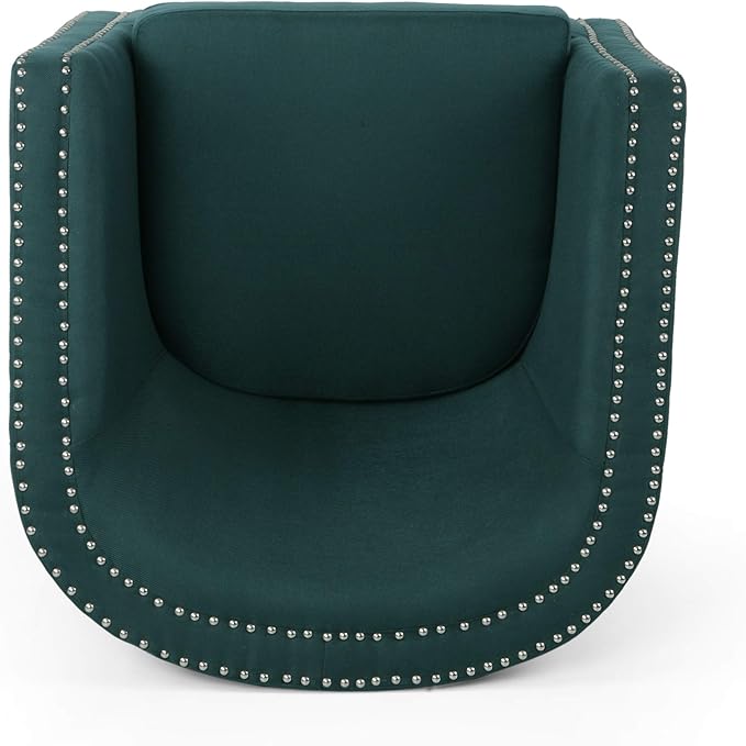 Christopher Knight Home Octavia Contemporary Fabric Swivel Chair Green Black 31.25D x 30.25W x 31.25H in