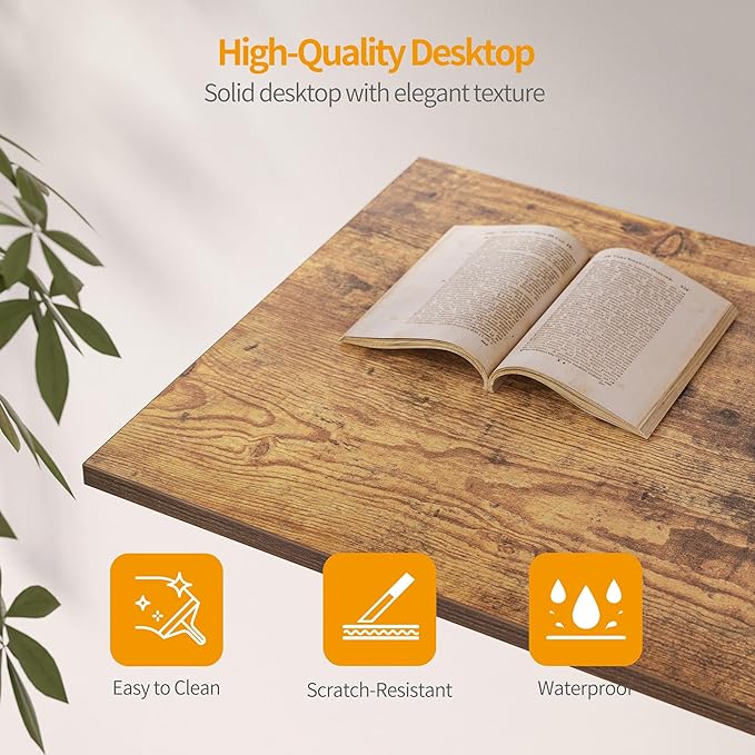 Cubiker Computer Home Office Desk with Drawers 47 Inch Small Desk Study Writing Table Modern Simple PC Desk Vintage Brown