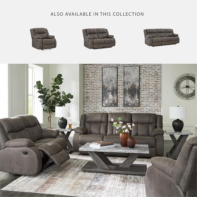 Signature Design by Ashley First Base Modern Faux Leather Rocker Recliner Gray