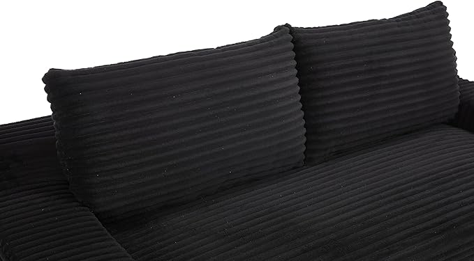 70 Convertible 2-in-1 Loveseat Sofa Sleeper Sofa Bed with Memory Foam &amp Floor 2-Seater Couch Comfy Corduroy Deep Seat Couch for Living Room Apartments Office No Assembly RequiredBlack