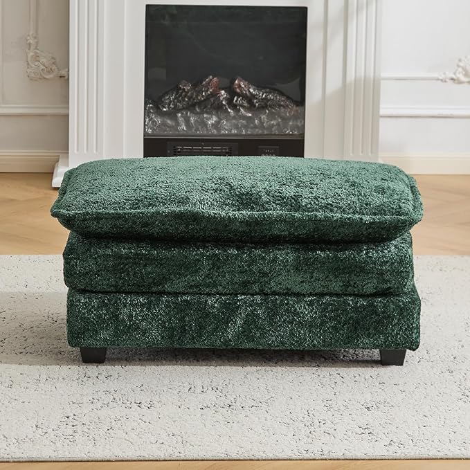 Ottoman for Modular Sectional Sofa Deep Seat Ottoman for Living Room Bedroom and Entrance (Green)