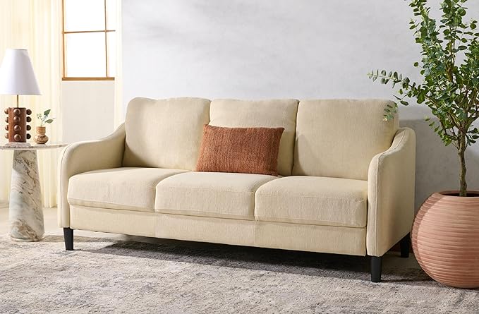 SAFAVIEH Couture Furniture Collection Edalynn Modern Cream 3-Seater Sofa