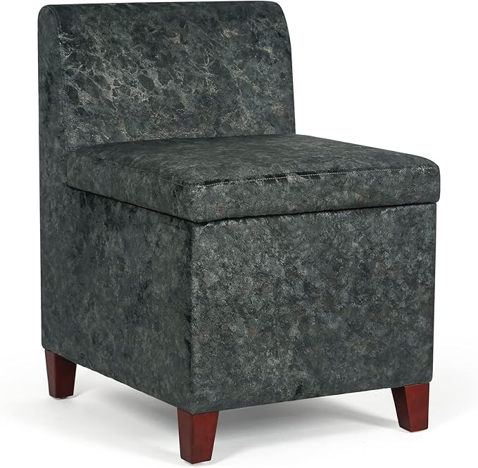 Joveco Accent Chair with Storage Fabric Upholstered Vanity Chair Seat with Removable Lid Modern Single Sofa for Living Room Bedroom Reading Room (Grey with Gold)