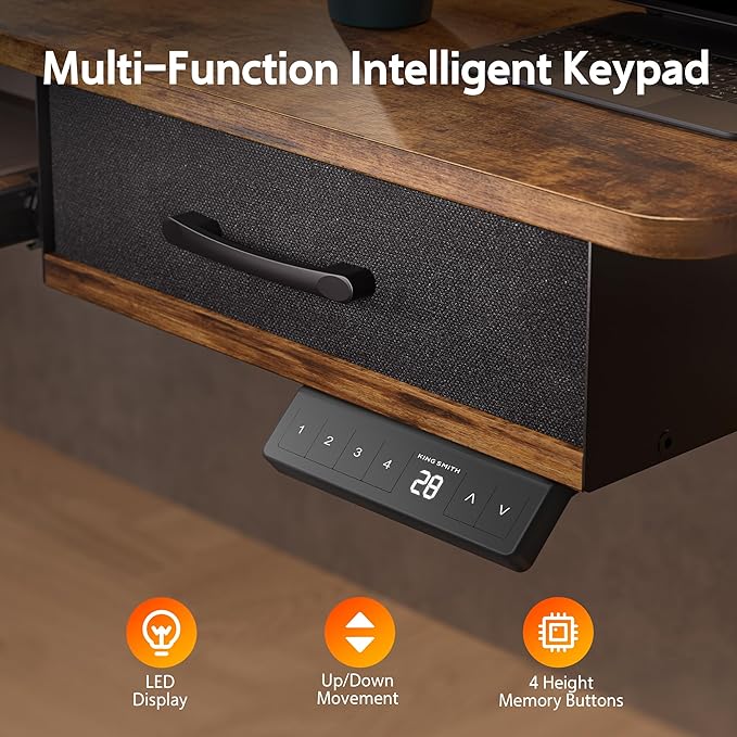 55x24 Inches Electric Standing Desk with Keyboard Tray Height Adjustable Stand up Desk with 2 Drawers Ergonomic Sit to Stand Desk with Storage Monitor Stand Computer Table Rustic Brown