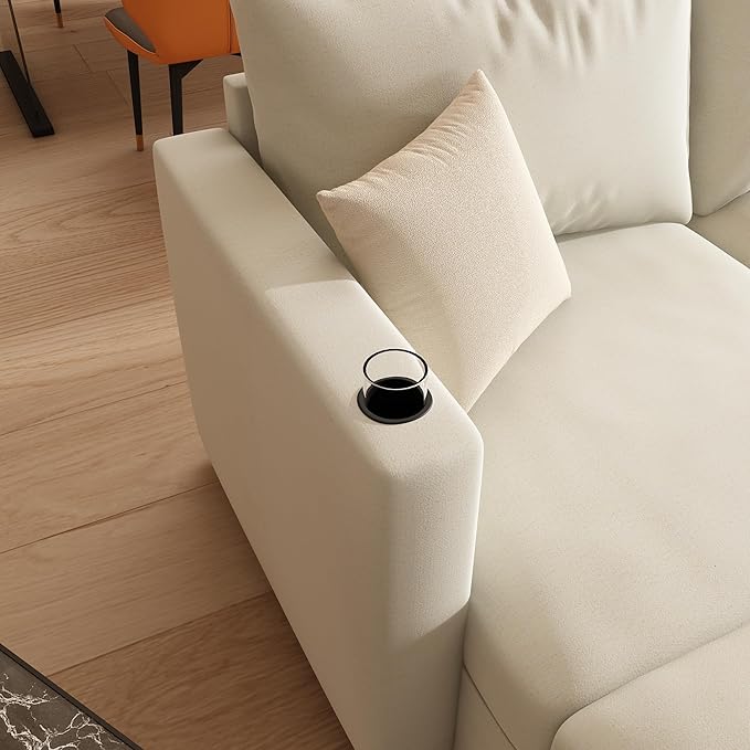 ERYE Oversized Chenille Upholstered Modular Storage Sectional Sofa Couch W/2 Movable Ottomans &amp Cupholders U-Shaped Free Combined Sofa Couch Convertible Sleeper Sofabed for Living Room Apartment