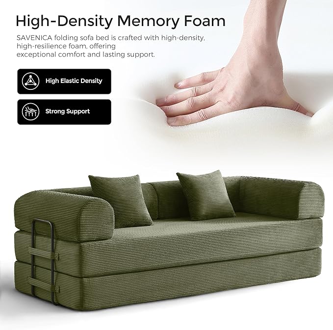79 Modular Floor Sofa Convertible Sleeper Sofa Bed Removable Backrest Design Spacious Sleeping Area Easy Setup for Game Room Apartment (Light Green)