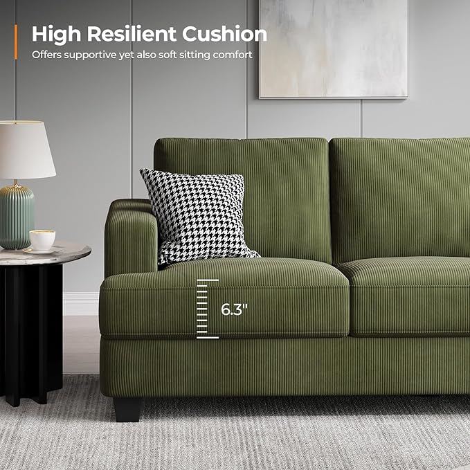 Fadware Sofa Couch 3 Seater Sofa with Suppleness Armrests Fabric Deep Seat Sofa with Upholstered Cushion&amp Backrests Modern Comfy Couch for Living Room Apartment