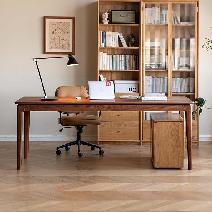 YESWOOD Rectangular Solid Wood Home Office Desk Modern Dining Table Writing Computer Desk for Sturdy Dining Room Living Room Office 62.99 W