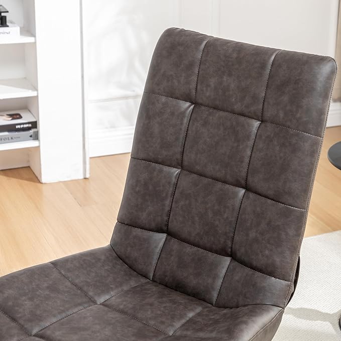 Roundhill Furniture Arlena Faux Leather Tufted Swivel Accent Chair Brown