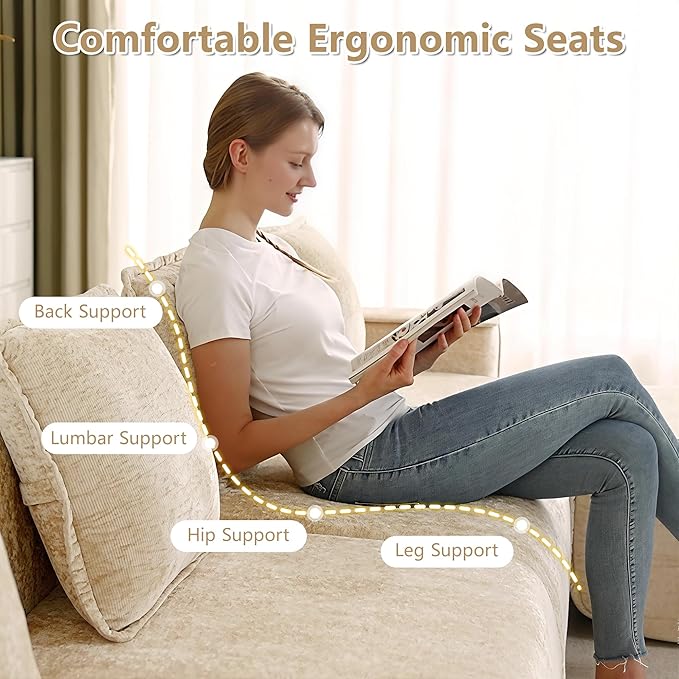 KEIKI 3Seat Modular Boneless Velvet Sofa Couch for Casual Home Small Space Style Conscious Homeowners Warm Inviting Comfy Supportive Rest Space Elegant Premium Premium Design Light