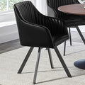Black Channeled Sloped Arm Swivel Chair Modern Design with Comfortable Upholstered Seating Ideal for Living Room Lounge or Home Office