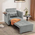 Convertible Sleeper Chair for Adults with Foldable Table USB Port &amp Bottom Storage Single Sleeping Sofa Bed for Living Room Guest Room Light Gray