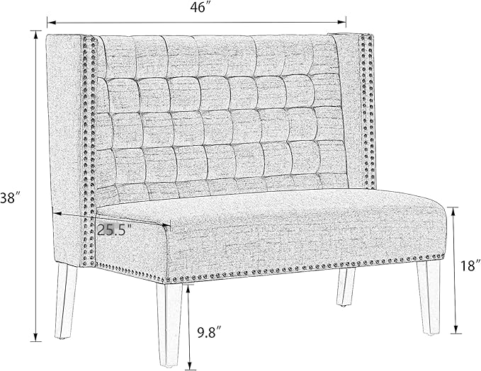 Tongli 46 Small Modern Loveseat Settee Sofa 2-Seat Sofa Couch Tufted Love Seat Dining Bench with Nail Head Trim Back Banquette Sofas for Living Room Small Space Entryway Hallway Khaki