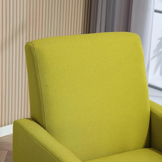 Minimalist Upholstered Armchair with Ergonomic Design Padded Seat &amp Curved Armrest Decorative Comfy Accent Chair Ideal for Living Room Bedroom Office Yellow Green