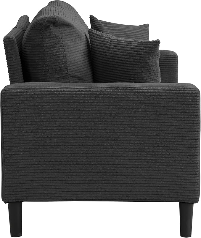 Corduroy Loveseat Sofa 2-Seater with Metal Legs Modern 57'' Compact Couch for Small SpacesMini Couches for Living Room/Apartment/Dorm/OfficeSettee (Corduroy Dark Gray)
