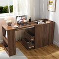 Modern Corner Home Office Computer DeskExtendable Table with Drawers and Storage CabinetMDF+Wood Study Desk for OfficeStudy Room