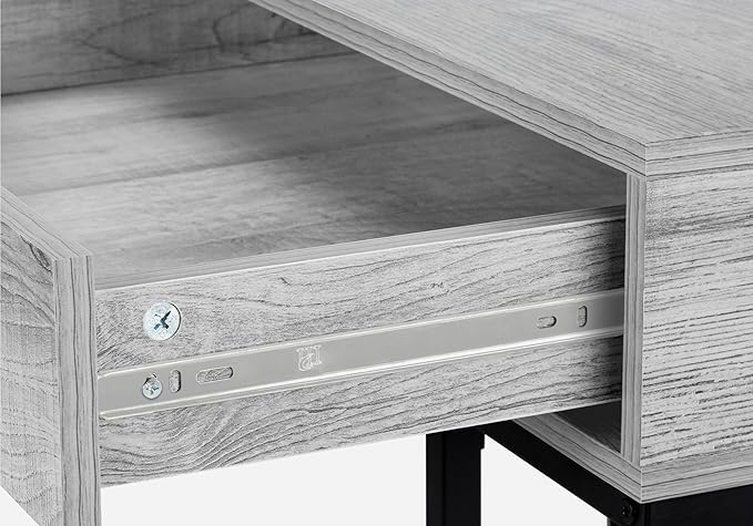 Penau Computer Desk for Home Office 48 Inches Grey Laminate Finish Black Metal Base 2 Storage Drawers Contemporary Style
