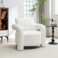 Modern Sherpa Boucle Accent ChairTeddy Upholstered ArmchairVanity Chair Single SofaCozy Fluffy Reading Chair for Living RoomVanityOfficeBedroomCorner(White)