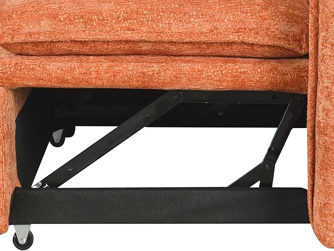 82.67 Convertible Sofa Bed Sectional Sofa Sleeper Chenille L-Shaped Sofa with Movable Storage Ottoman and 2 Pillows Pull-Out Sofa Bed Corner Couch for Living Room Office Apartment (Orange-CV)