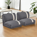 Folding Sofa Bed Set of 2 Convertible Floor Sofa with 6-Position Adjustable Backrest Metal Frame and Handle Futon Floor Couch for Dorm Bedroom Apartment Dark Gray