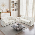 mikibama Luxury 2 Piece Sofa Set 2 Pieces of Loveseat Sofa Modern Chenille Comfy Cloud Couches Set for Living Room Office with 4 Armrest Pillows and 4 Toss Pillows Beige