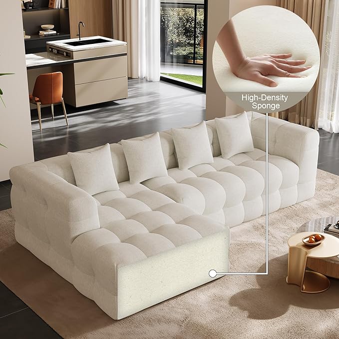120 Oversized Modular Sectional CouchCloud Sectional Sofa with Deep Seat Modern Modular Couch with 4 Throw PillowsL-Shaped Chenille Sofa Couches with Left Facing Chaise for Living Room Beige
