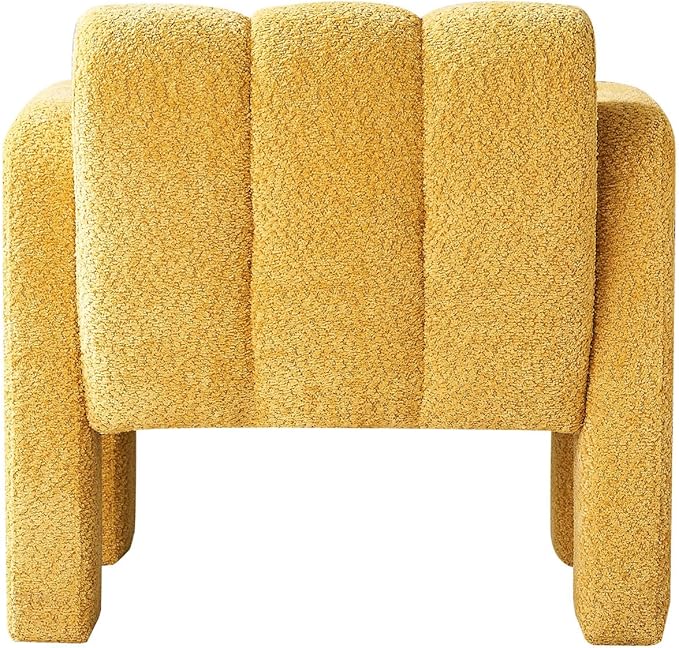 Comfortable Boucle Accent Chair Yellow 31.1 Inch Wide Modern Living Room Bedroom Seating