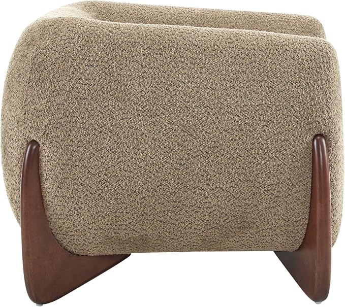 Christopher Knight Home Holly Modern Boucle Fabric Upholstered Club Chair for Living Room Home Office Apartment Relaxing Chair with Removable Cushion and Birch Wood Legs Light Brown