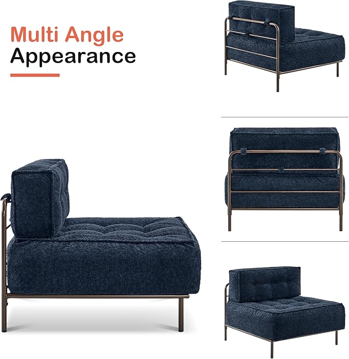 MCombo Modular Sofa Couch with Removable Cushion Accent Sofa Chair Upholstered Sofa for Living Room Apartment Office (Blue Middle Seat)
