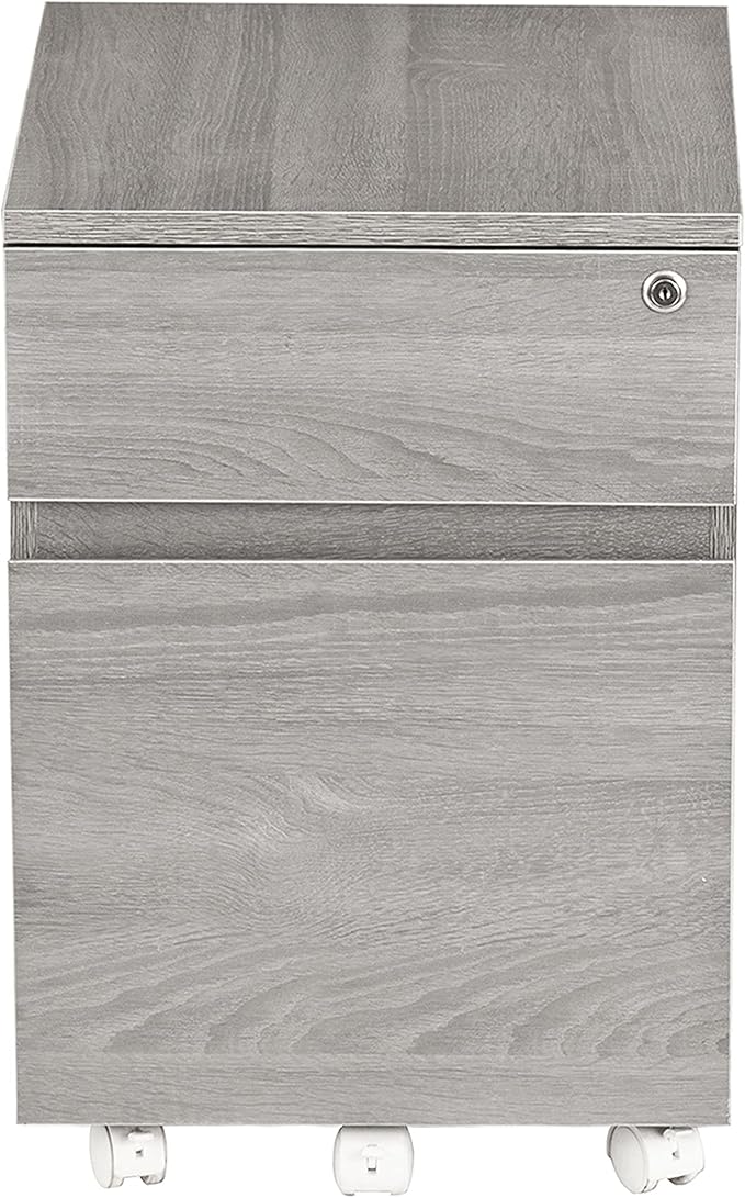 Techni Mobili Rolling Lock and Storage 2 Drawer Vertical Filing Cabinet 15.75 L x 17.75 W x 23 HGrey
