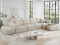 CUGOAO 152'' Modern Boneless Couch Oversized 2-in-1 Modular Sectional Sofa Bed Extra Deep Seat Upholstery Cloud Couch Boneless Couches for Living Room No Assembly Required Beige Chenille
