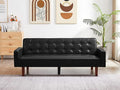 74.4 Faux Leather Couch Bed Sofa Bed Small Space Sleeper Couch with Adjustable Backrest Mid Century Modern Couches for Small Living Room Office Bedroom Apartment (Black)