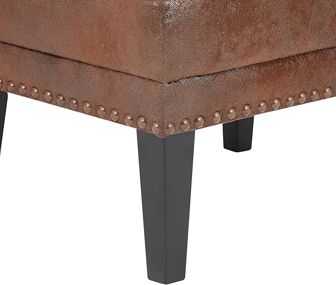 Mid-Century Modern Accent Chairs with Ottoman Footstool Set Wingback Club Chair with Footrest Set Nailhead Trim | Solid Wood | Vintage Distressed Including Chair and Ottoman