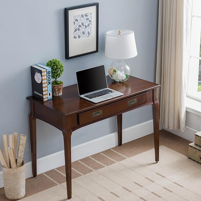 Leick Home Stratus Home Office Desk Solid Wood Drop-Front Keyboard Drawer Easy Assembly Writing Desk Heartwood Cherry 24.0 in. L x 42.0 in. W x 30.0 in. H 22400