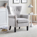 Modern Velvet Accent Chair Upholstered Tufted Armchair Wingback Chair Single Sofa Club Chair with Solid Wood LegsComfy Reading Chair for Living RoomBedroomLoungeOffice (Gray)