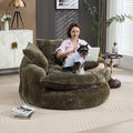 55 inch Oversized Round Chair Fluffy Chenille Boneless Sofa with Extra Deep Seat for Living Room Lounge (Olive Green)