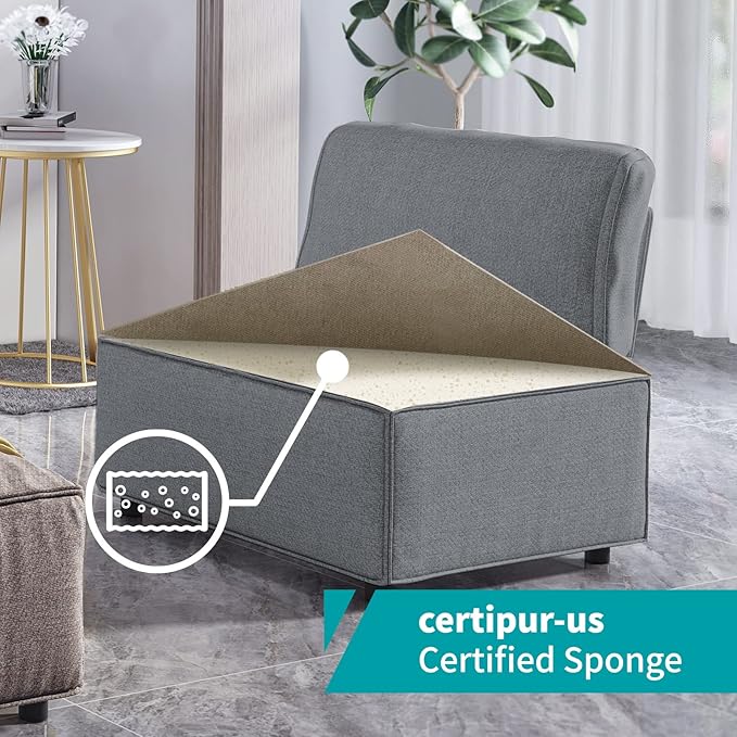 BALUS 120 Sectional Sofa for Living RoomU Shaped Modular Sofa Couch with Ottoman 6-Seat Oversized Sleeper Sofas Deep Seat for Apartment Home OfficeLinen Fabric Light Gray