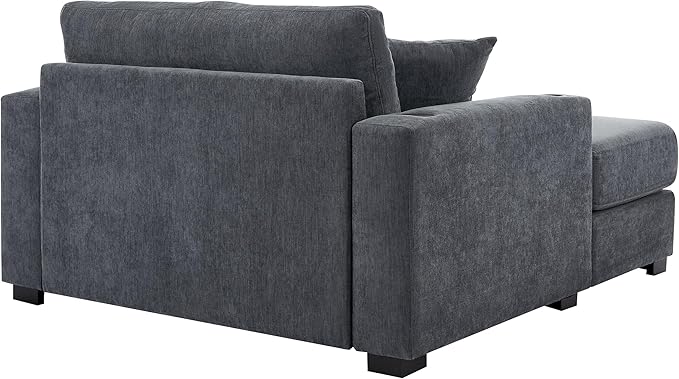 Modern Indoor 55 Oversized Chaise Lounger Chenille Fabric Sofa Couch with Pillows Armrest Cup Holders Removable Washable Covers Reclining Sleeper Chair for Living RoomOffice (Blue Gray55)