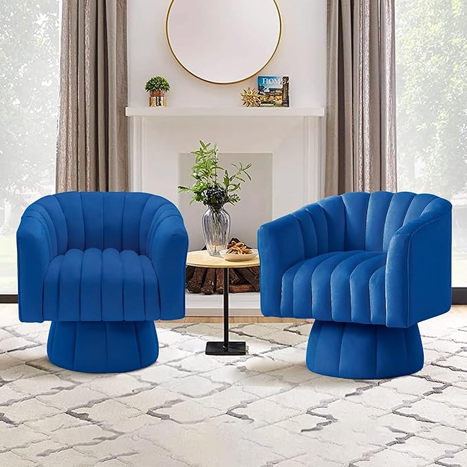 YSICK Swivel Accent Chair360°Swivel Barrel Chairs Mid-Century Chair with Wide Upholstered Modern Velvet Fabric Round Armchair for Living Room Lounge Bedroom