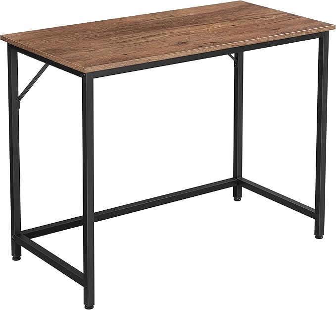 VASAGLE Computer Desk Office Work Desk 39.4 x 19.7 x 29.9 Inches for Study Bedroom Home Office Living Room Hazelnut Brown and Ink Black ULWD041B03