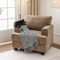 Oversized Accent Chair with Armrest OrganizerLiving Room Chairs with 7.8'' CushionUpholstered Modern ArmchairBig Reading ChairComfy Sofa Chair for BedroomBrown