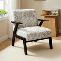 Floral Accent Chair Mid Century Modern Chairs Upholstered Armchair with Solid Rubber Wood Living Chair Ergonomic Chair for Living Room Bedroom Reading Room