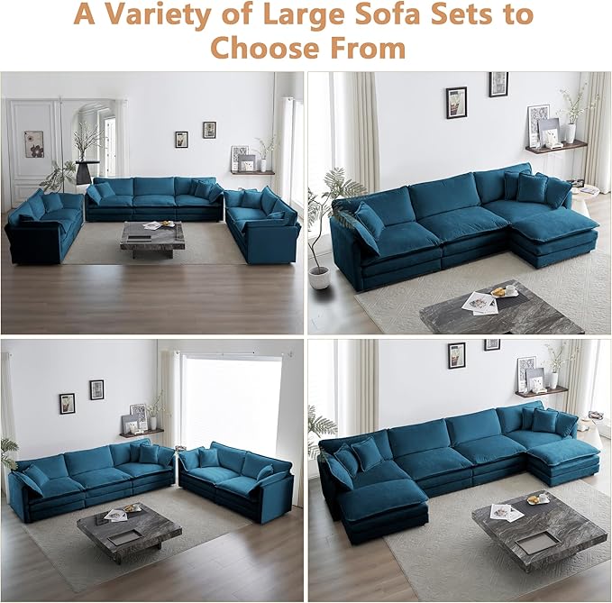 mikibama 41.4 Inch Single Seat Sofa Chenille Comfy Deep Upholstered Couch Armchair with Toss Pillow for Living Room Bedroom Office Apartment Blue