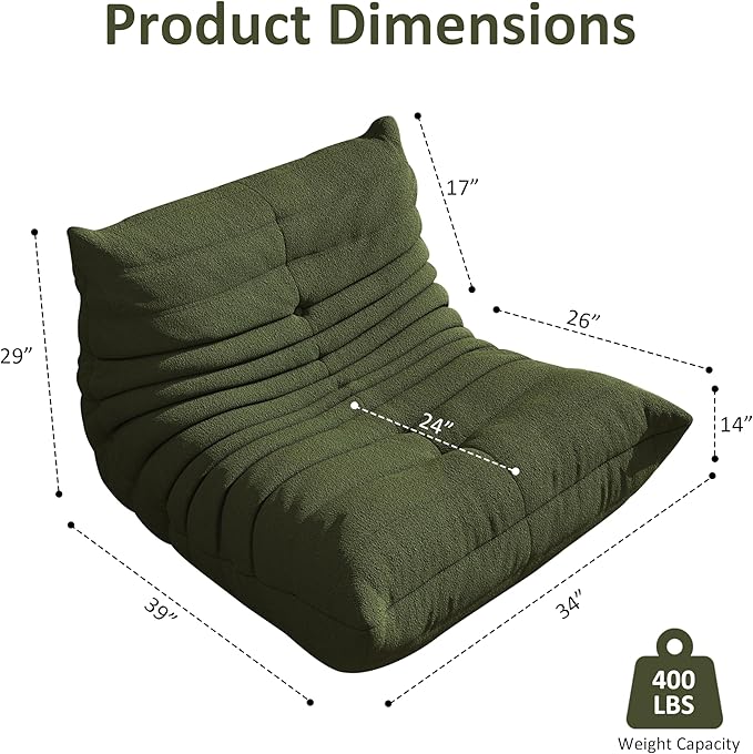 Bean Bag Chairs for Adults Floor Gaming Bean Bag Chair Memory Foam BeanBag Chair Bean Bag Sofa with Filler Faux Fur Fireside Beanbags Lazy Sofa for HomeApartment or Gaming Venue (Coffee Single)