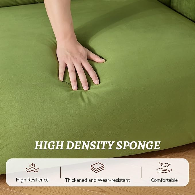 82 Inch Sofa with Extra Deep Seats Oversize Velvet Fabric 2 Seater Sofa for Living RoomModern Couch and Loveseat Comfy Armrests and Seats and Backrests Easy Installation Green