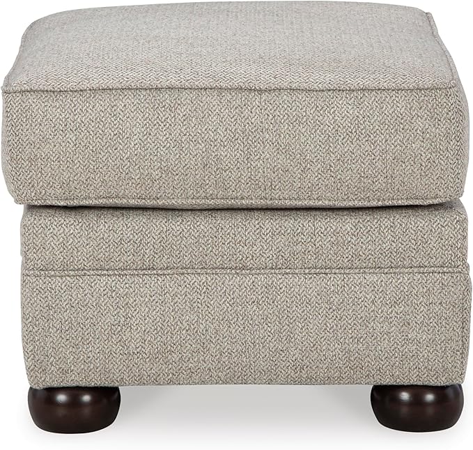 Signature Design by Ashley Gaelon Transitional Rectangular Upholstered Ottoman with Bun Legs Light Brown