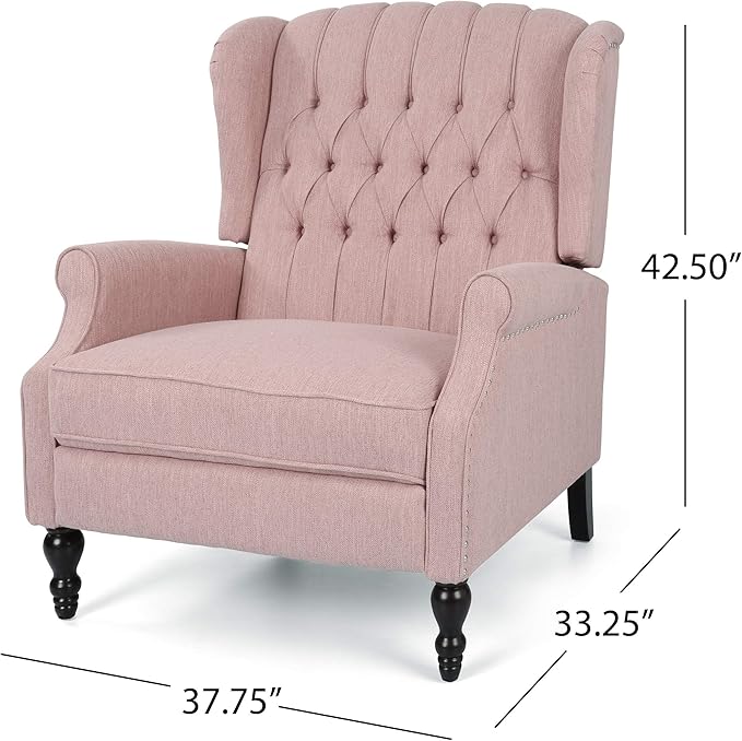 Christopher Knight Home Salome Push Back Recliner Light Blush Dark Brown