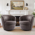 Swivel Barrel Chair Modern Round PU Leather Accent Armchair for Living Room Bedroom Comfy Club Reading Chairs for Adults (Leather Chocolate Set of 2)