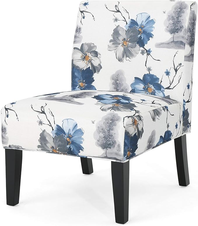 Christopher Knight Home Kendal Traditional Fabric Accent Chair Print Matte Black 22.5D x 29.5W x 32H in