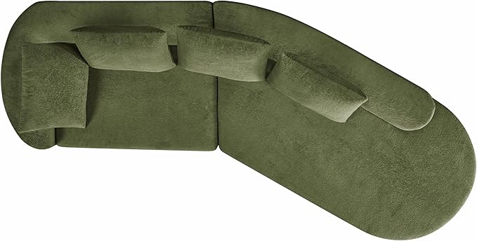 GDFStudio 116 Modern Curved Sectional Sofa with Chaise LoungePearl Upholstered Fully Compressed Sponge Couch2 Pcs SetRight Hand FacingFully Assembled Lounge Seating for Living RoomGreen